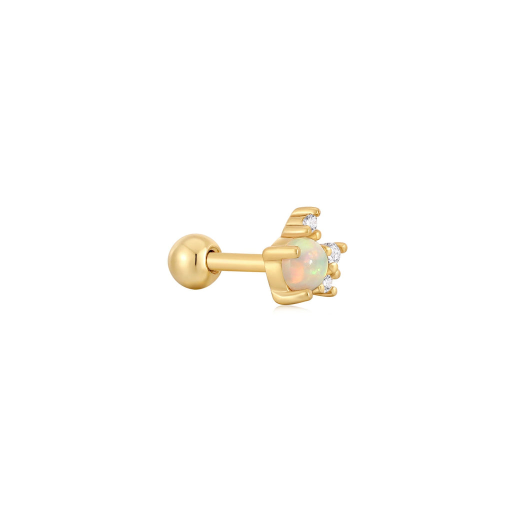 Gold Kyoto Opal Sparkle Crown Barbell Single Earring Earring Ania Haie   