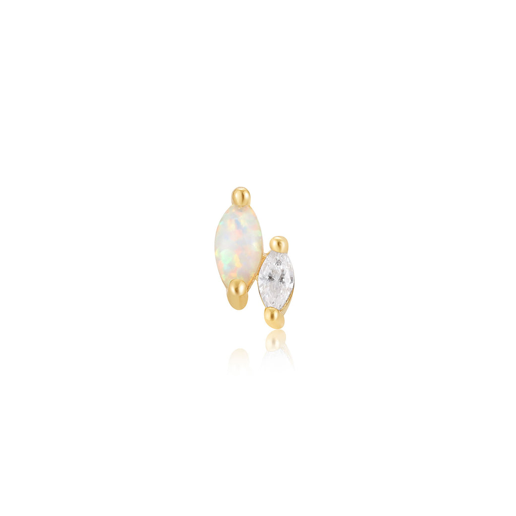 Gold Kyoto Opal and Sparkle Marquise Barbell Single Earring Earring Ania Haie   