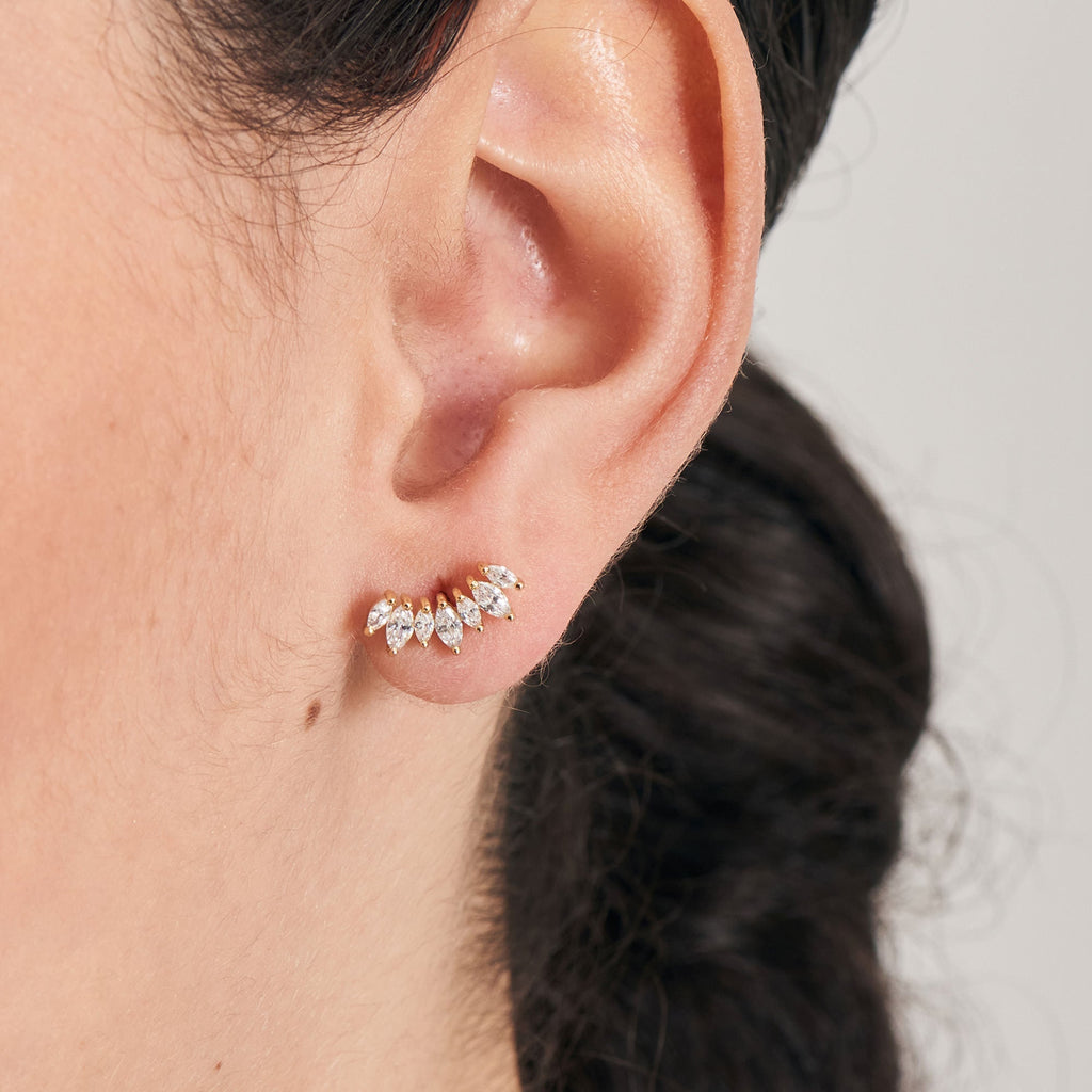 Gold Sparkle Marquise Climber Barbell Single Earring Earring Ania Haie   
