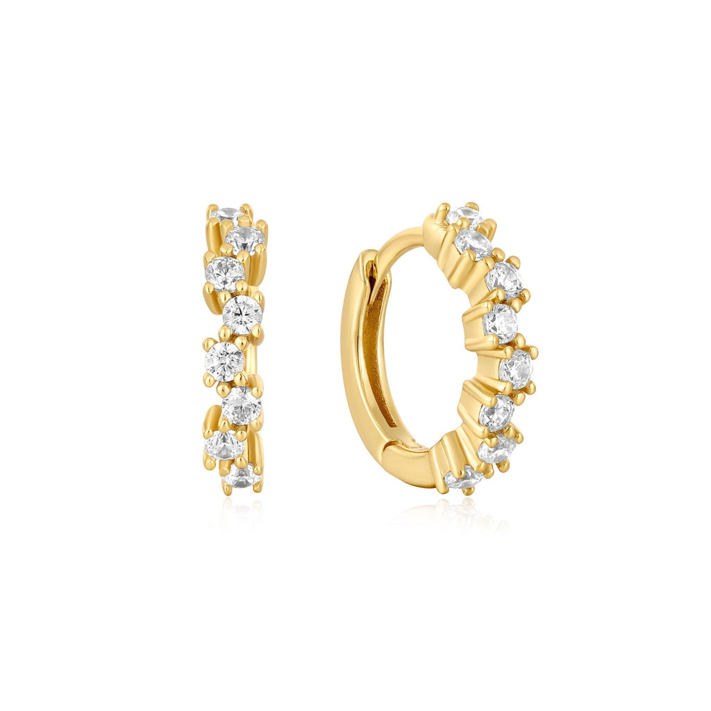 Gold Sparkle Cluster Huggie Hoop Earrings Earrings Ania Haie   
