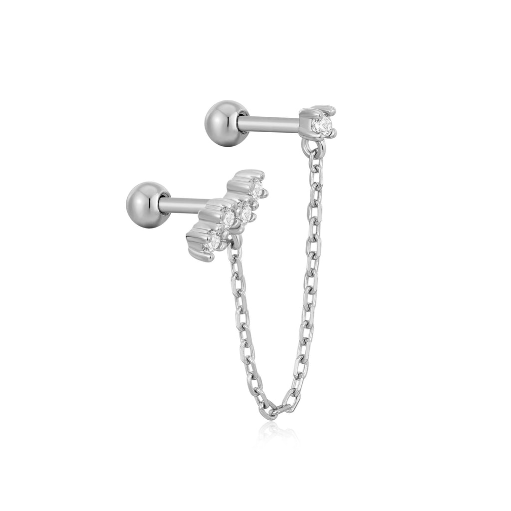 Silver Celestial Drop Chain Barbell Single Earring Earring Ania Haie   
