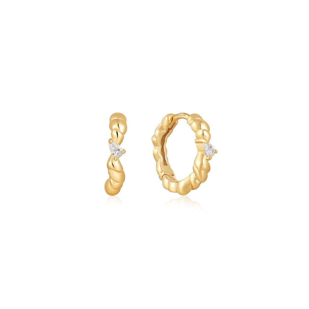 Ania Haie Gold Twisted Wave Huggie Hoop Earrings Earrings Ania Haie   