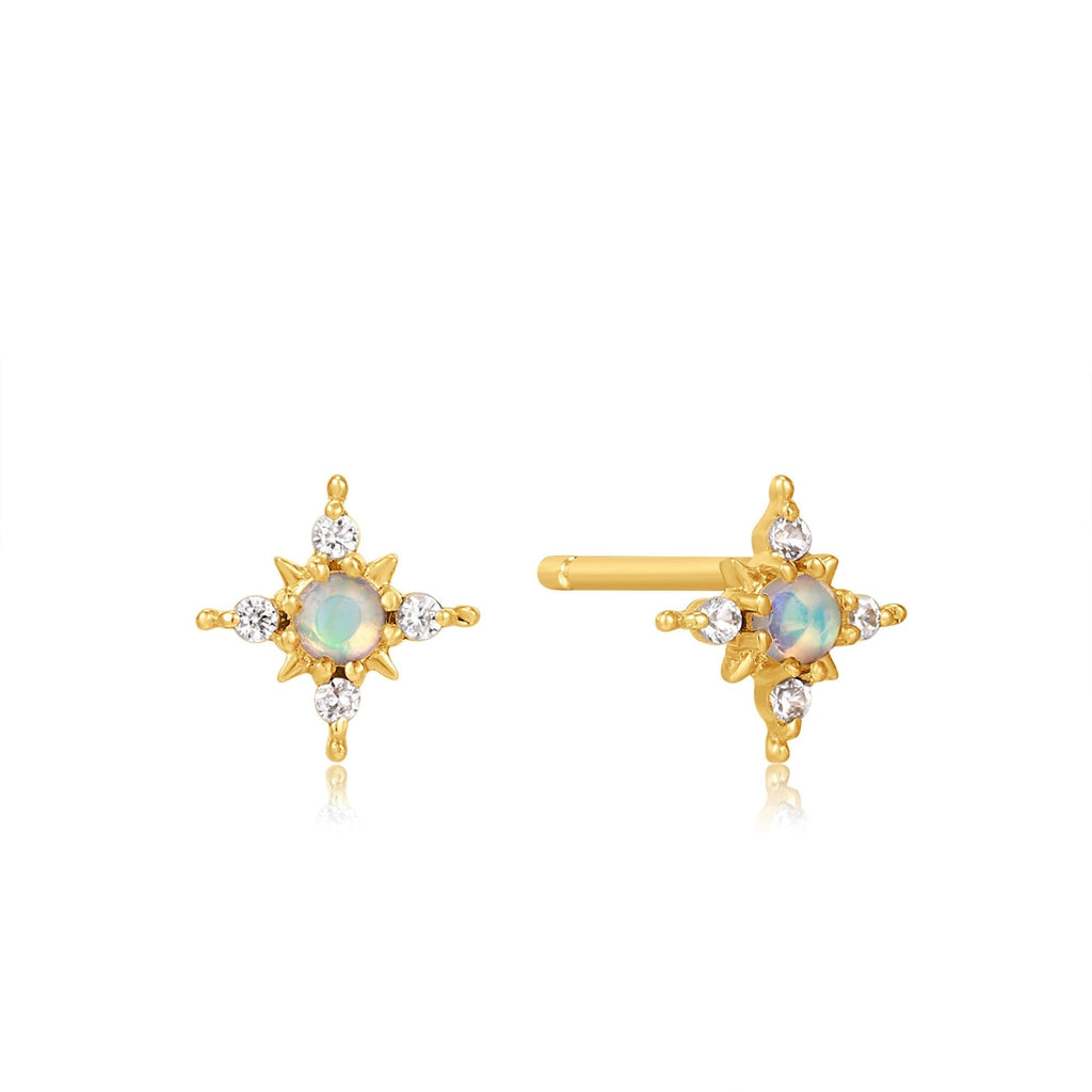 Ania Haie 14kt Gold Opal and White Sapphire Star Stud Earrings earrings Ania Haie   