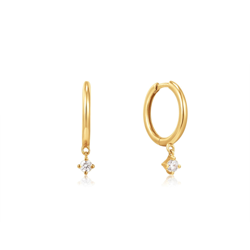Ania Haie 14kt Gold Natural Diamond Drop Huggie Hoop Earrings earrings Ania Haie   