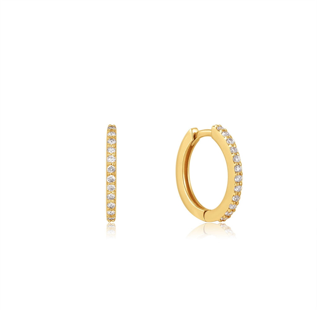 Ania Haie 14kt Gold Natural Diamond Huggie Hoop Earrings earrings Ania Haie   