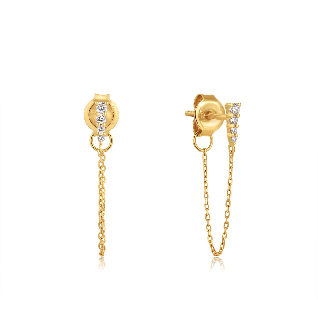 Ania Haie 14kt Gold Natural Diamond Drop Chain Earrings earrings Ania Haie   