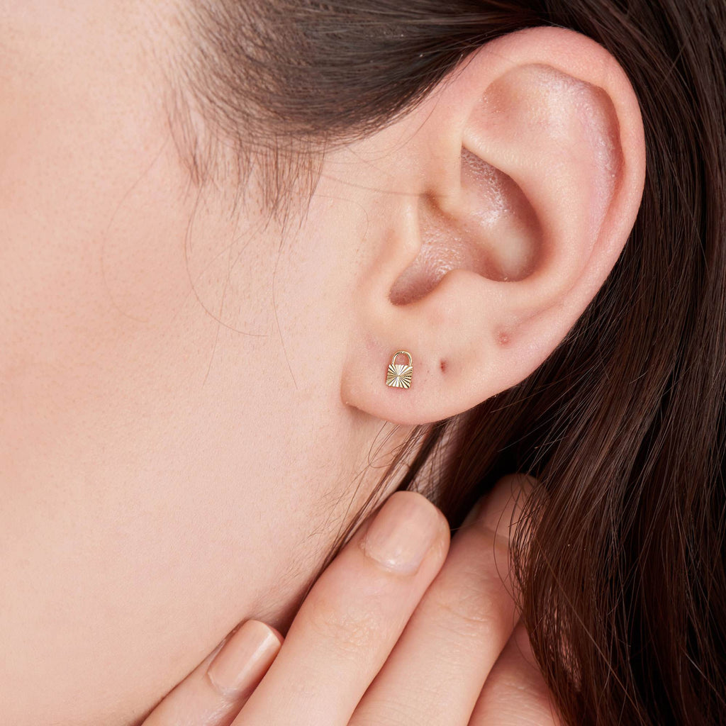 Ania Haie 14kt Gold Padlock Stud Earrings earrings Ania Haie   