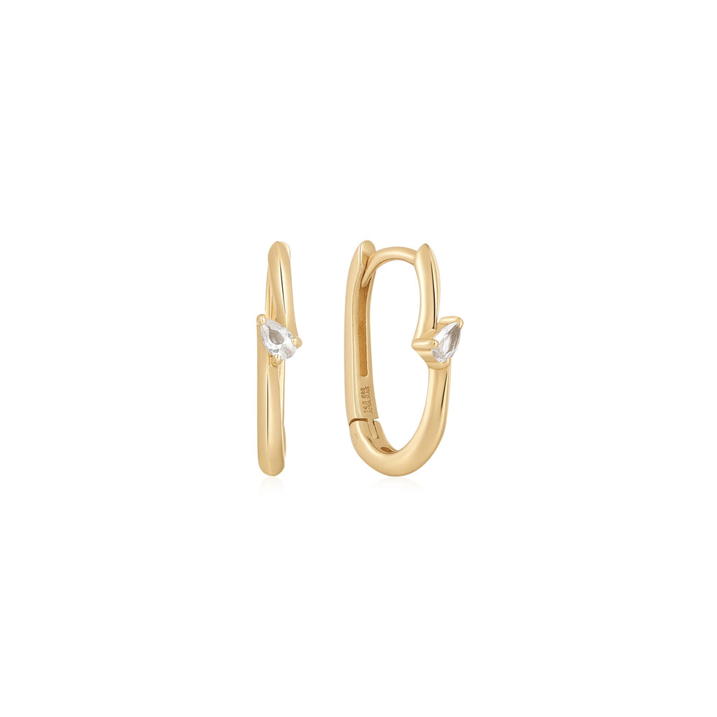 Ania Haie 14kt Gold White Sapphire Oval Earrings Earrings AH 14kt Gold   