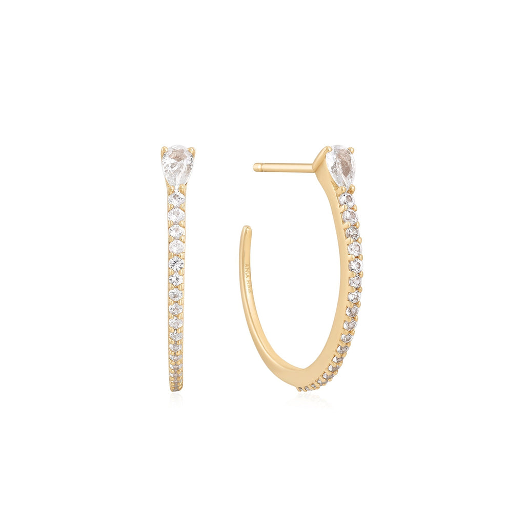Ania Haie 14kt Gold White Sapphire Hoop Earrings Earrings AH 14kt Gold   