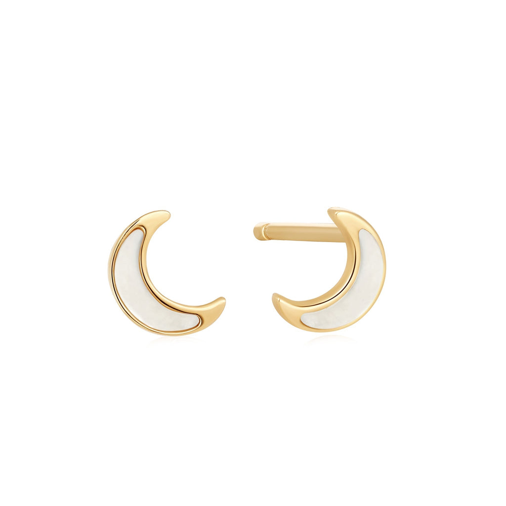 Ania Haie 14kt Gold Mother Of Pearl Moon Stud Earrings Earrings AH 14kt Gold   