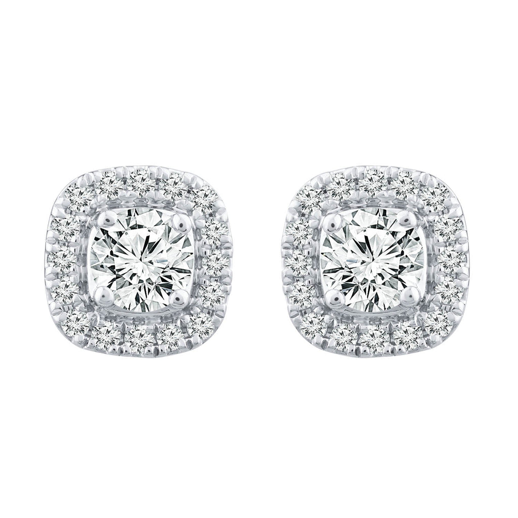Halo Stud Earrings with 0.50ct Diamonds in 9K White Gold - EF-5970-W Earrings Boutique Diamond Jewellery   