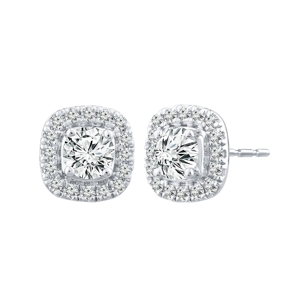 Halo Stud Earrings with 0.50ct Diamonds in 9K White Gold - EF-5970-W Earrings Boutique Diamond Jewellery   