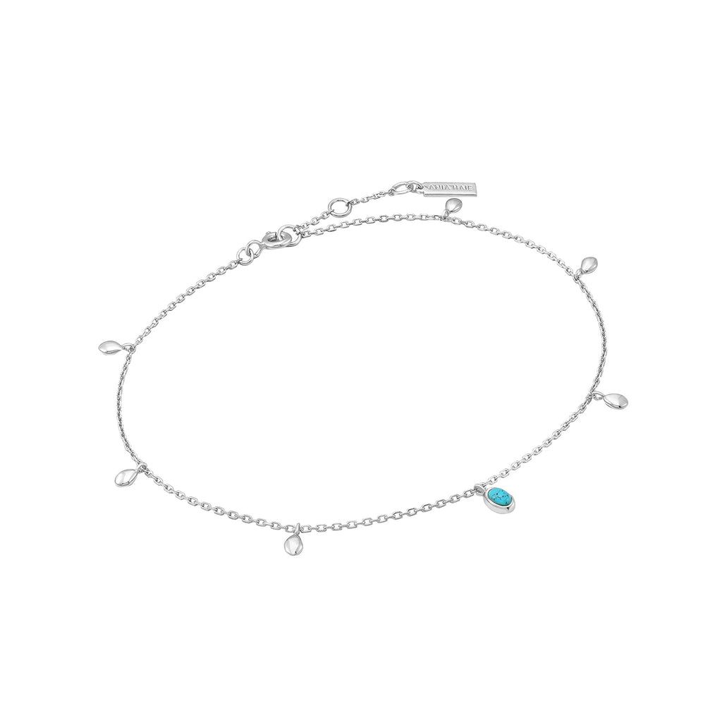 Ania Haie Silver Turquoise Drop Pendant Anklet Anklets Ania Haie   