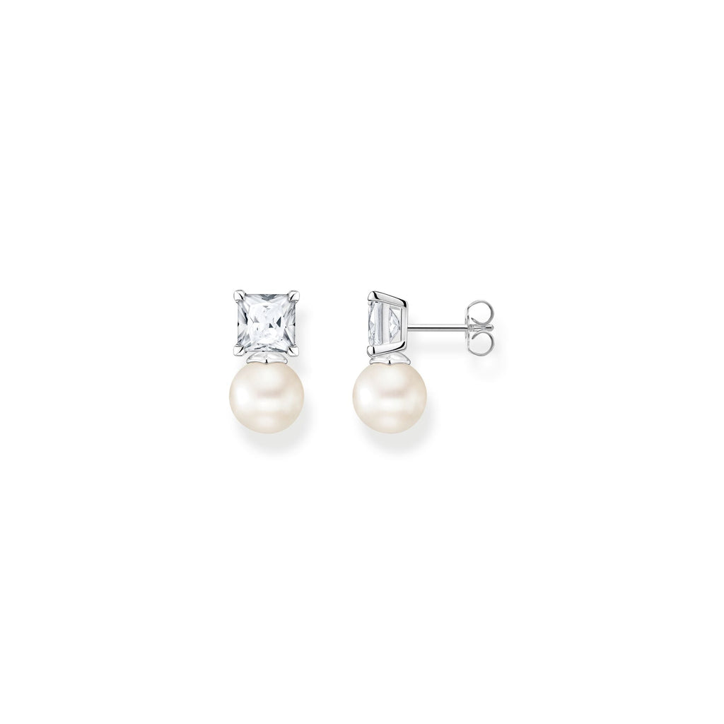 THOMAS SABO Ear studs pearl with white stone silver Ear Studs Thomas Sabo   