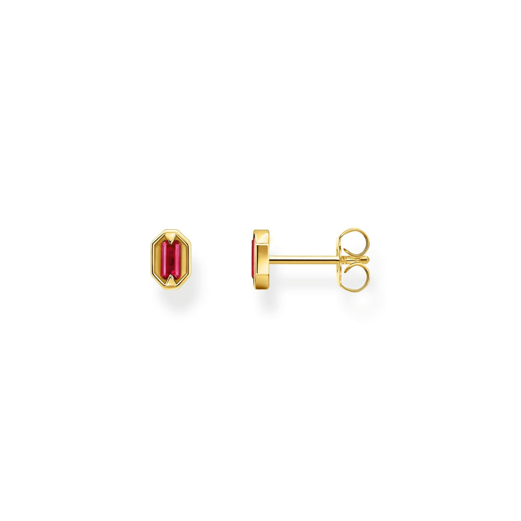 THOMAS SABO Gold Small Ear Studs with Red Stones Earrings Thomas Sabo   