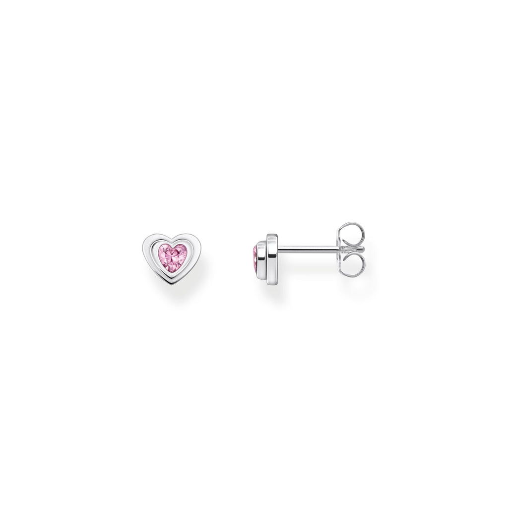 THOMAS SABO Silver Ear Studs in Heart-Shape with Pink Zirconia Earrings Thomas Sabo   