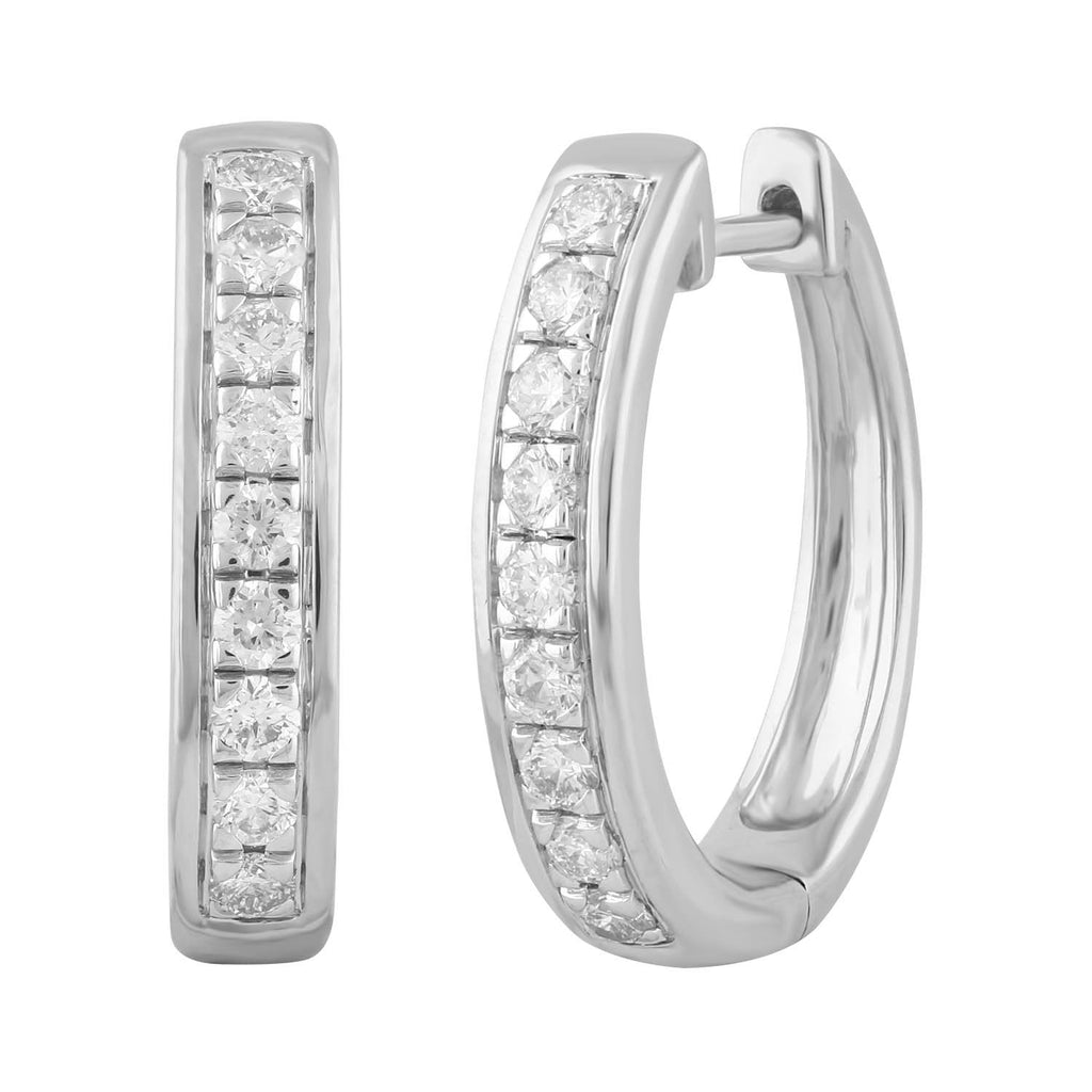 Huggie Earrings with 0.53ct Diamonds in 9K White Gold Earrings Boutique Diamond Jewellery   