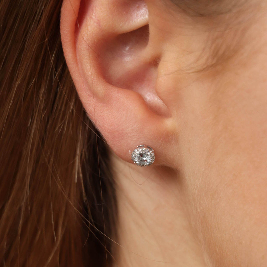 Aquamarine Stud Earrings with 0.05ct Diamond in 9K White Gold Earrings Boutique Diamond Jewellery   