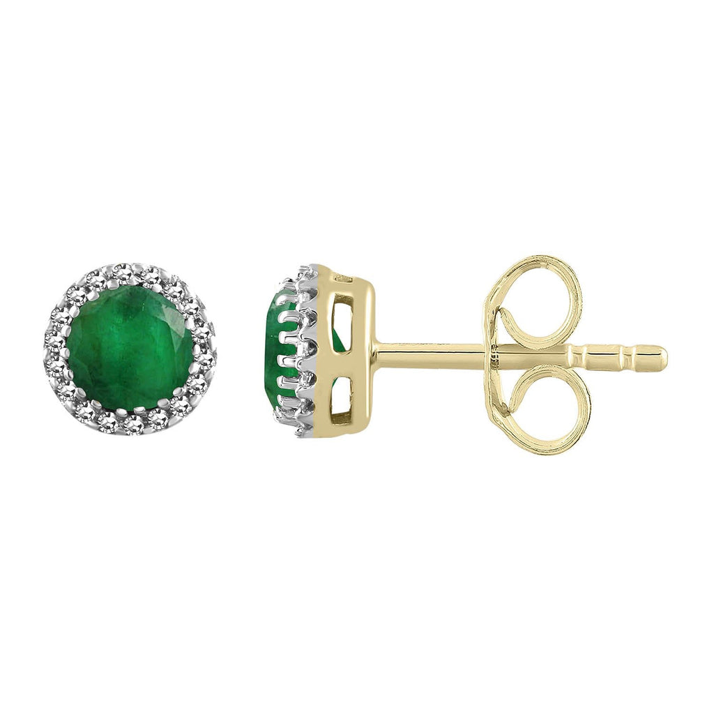 Emerald Earrings with 0.05ct Diamonds in 9K Yellow Gold Earrings Boutique Diamond Jewellery   