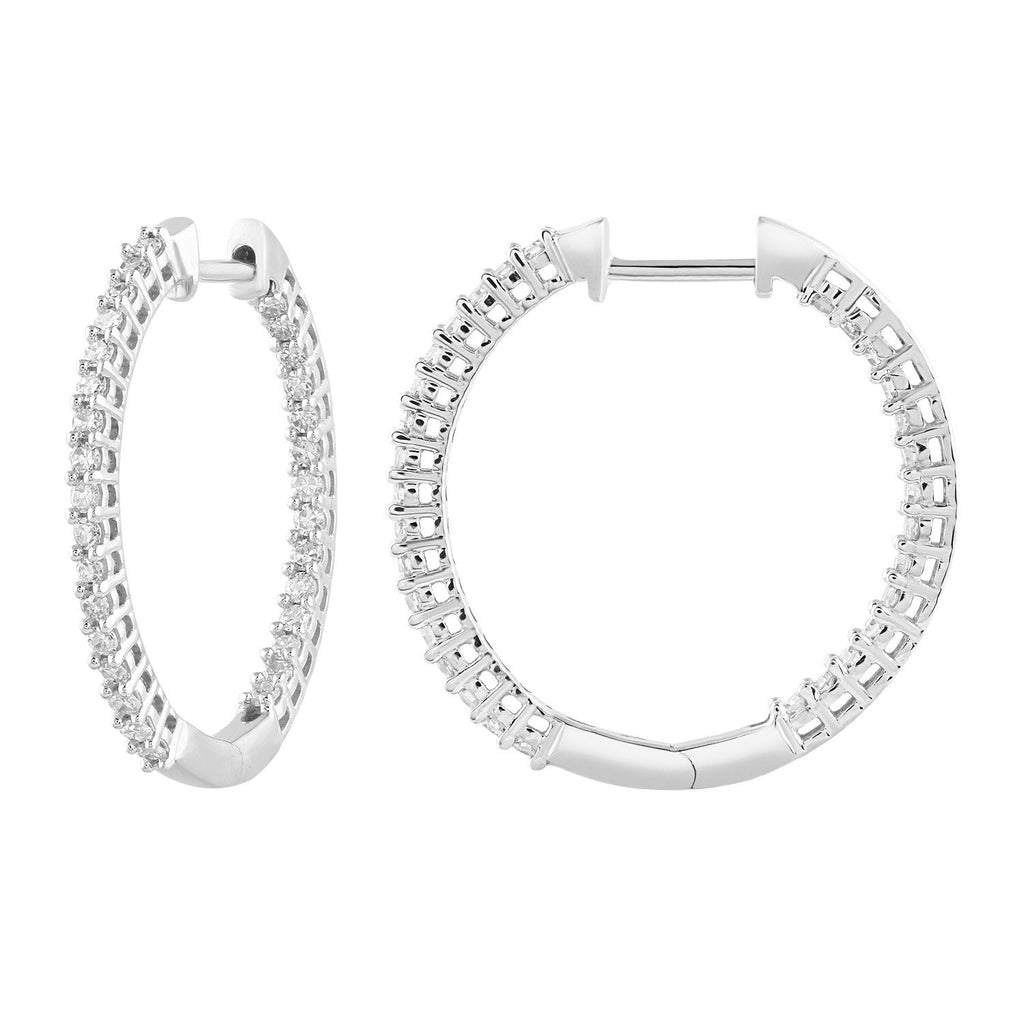 Inside Out Hoops with 0.25ct Diamonds in 9K White Gold Earrings Boutique Diamond Jewellery   
