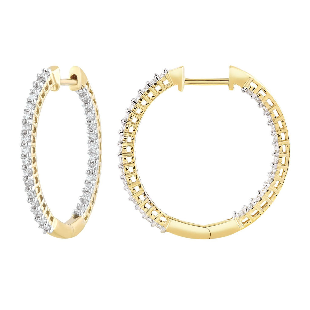 Inside Out Hoops with 0.25ct Diamonds in 9K Yellow Gold Earrings Boutique Diamond Jewellery   