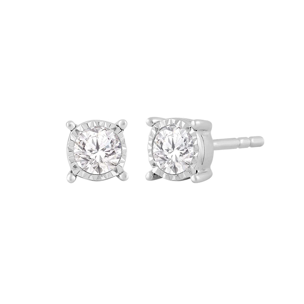 Stud Earrings with 0.10ct Diamond in 9K White Gold Earrings Boutique Diamond Jewellery   