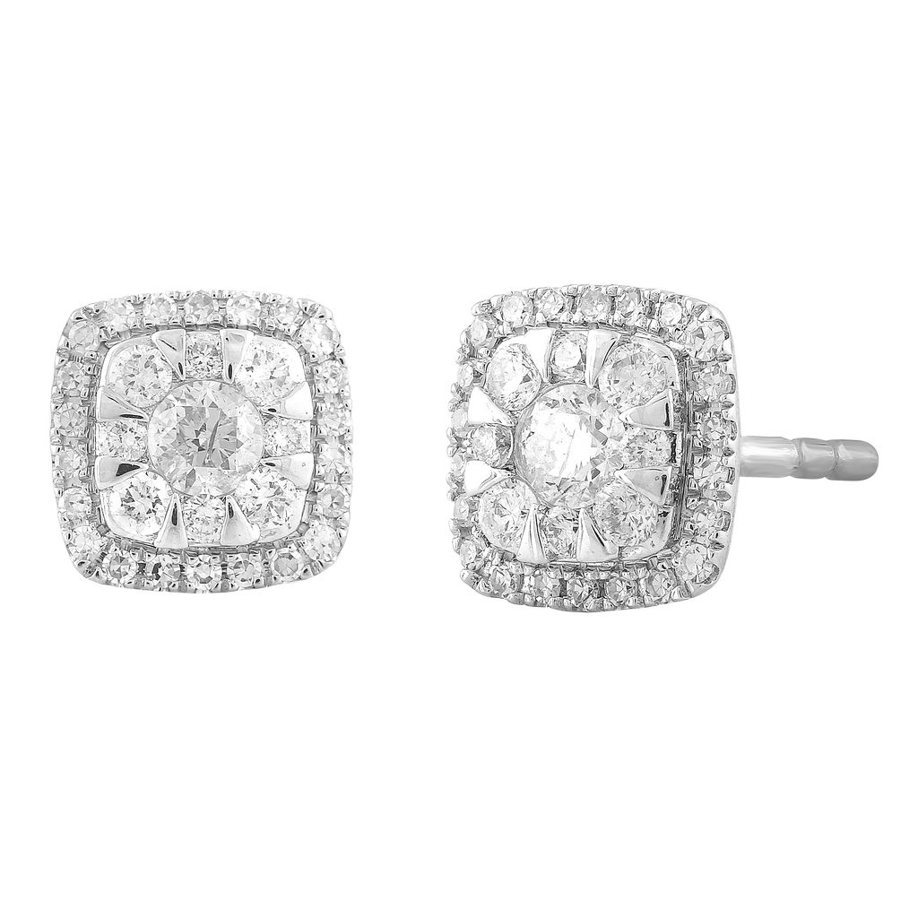 Diamond Cluster Stud Earrings with 0.33ct Diamonds in 18K White Gold - IGE-14530-033-18W Earring Boutique Diamond Jewellery   
