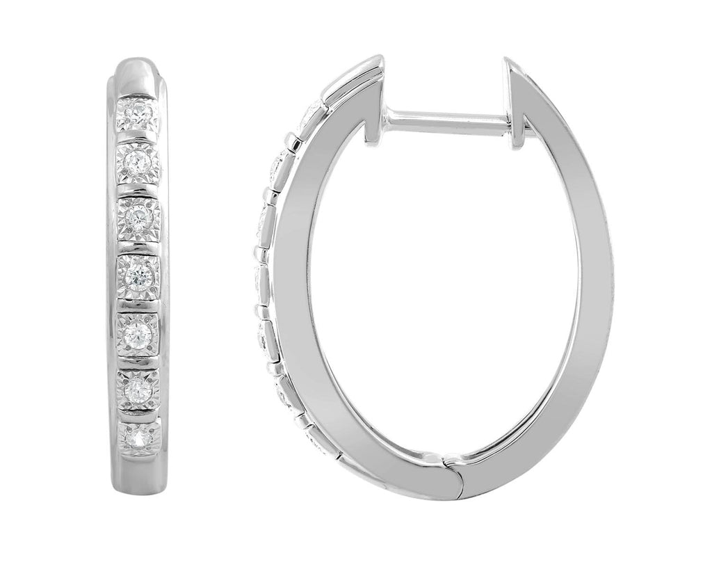 Huggie Earrings with 0.10ct Diamonds in 9K White Gold Earrings Boutique Diamond Jewellery   