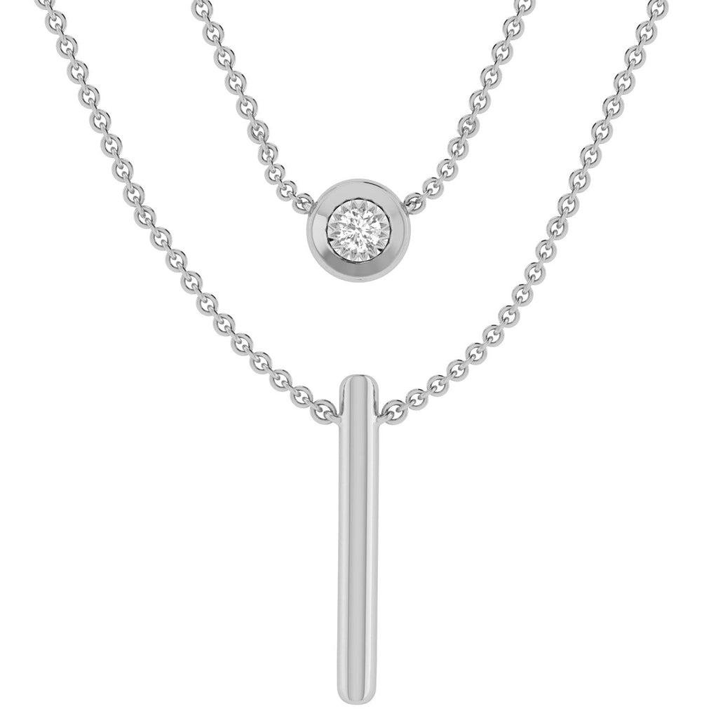 Double layer Necklace with 0.10ct Diamonds in 9K White Gold Necklace Boutique Diamond Jewellery   