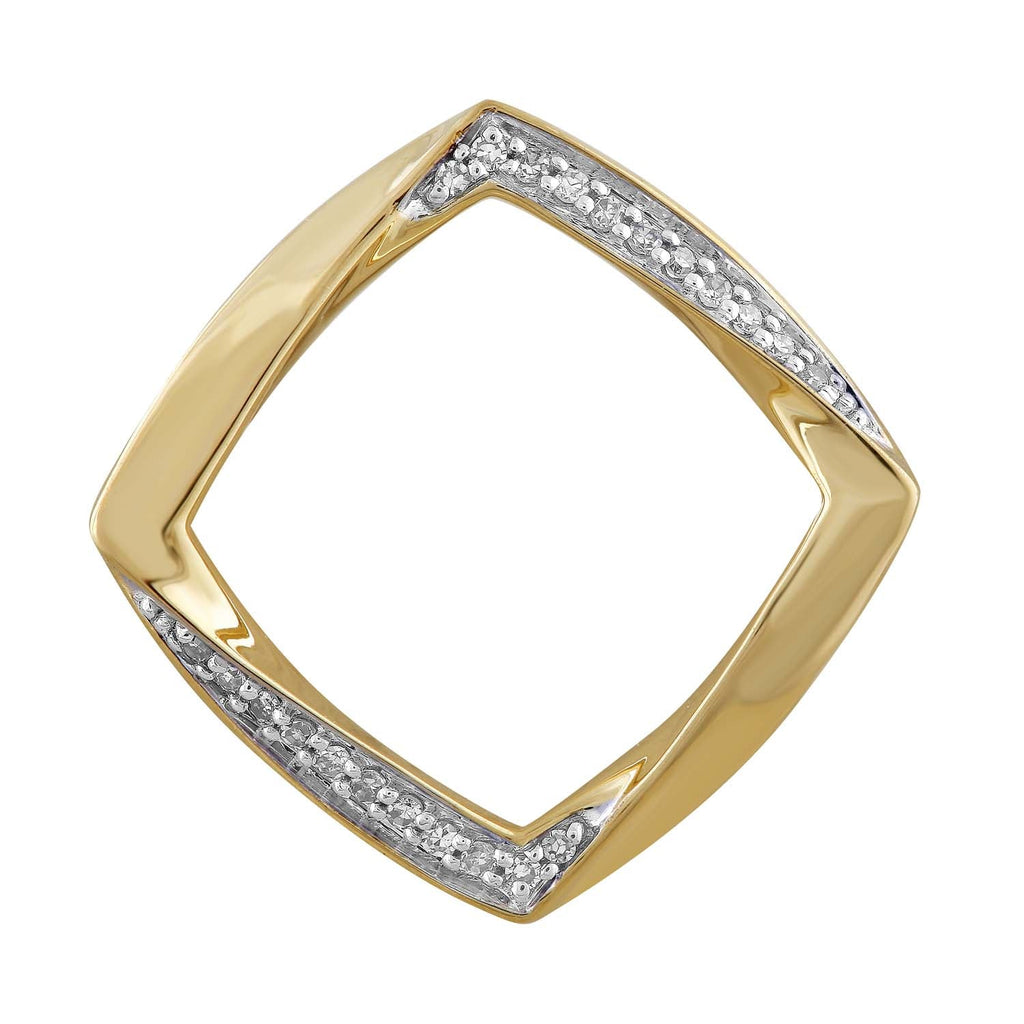 Open Square Pendant with 0.04ct Diamond in 9K Yellow Gold Pendant Boutique Diamond Jewellery   