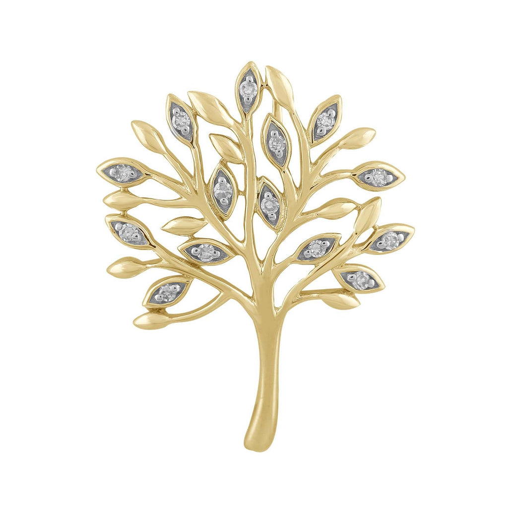 Tree Pendant with 0.05ct Diamond in 9K Yellow Gold Pendant Boutique Diamond Jewellery   