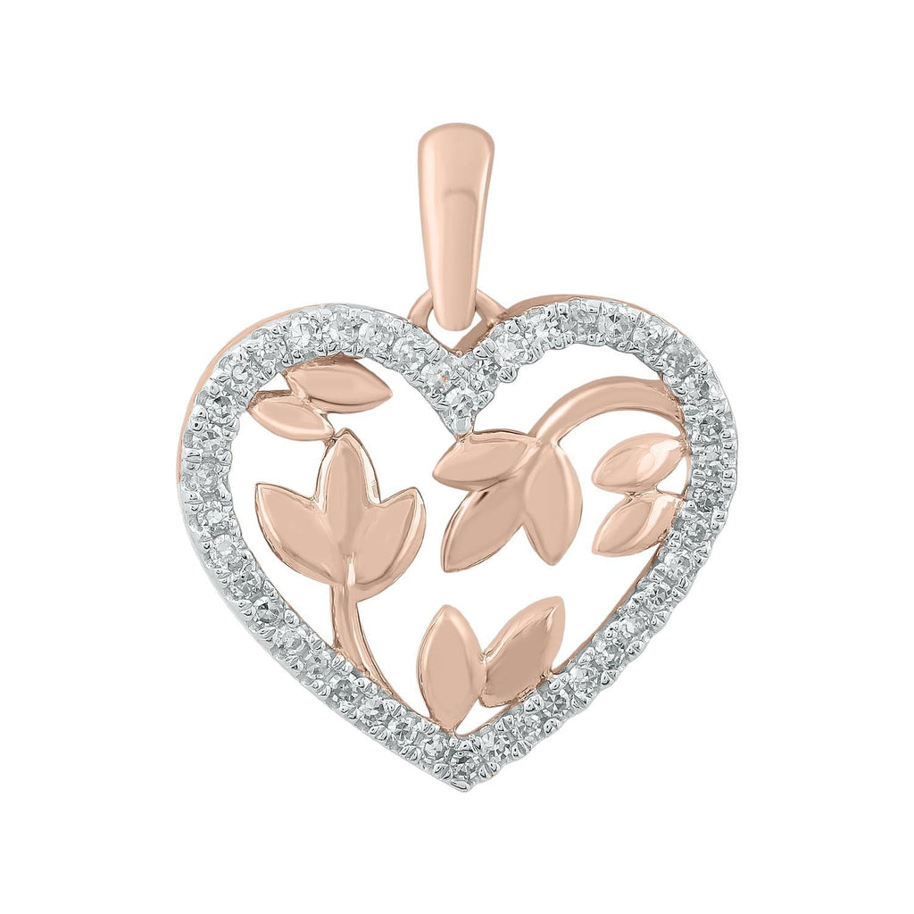 Heart Pendant with 0.12ct Diamonds in 9K Rose Gold Pendant Boutique Diamond Jewellery   