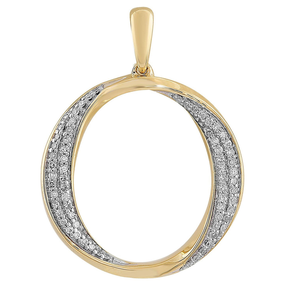 Oval Pendant with 0.12ct Diamonds in 9K Yellow Gold Pendant Boutique Diamond Jewellery   