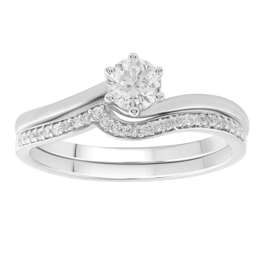 Engagment & Wedding Ring Set with 0.60ct Diamonds in 9K White Gold Ring Boutique Diamond Jewellery   