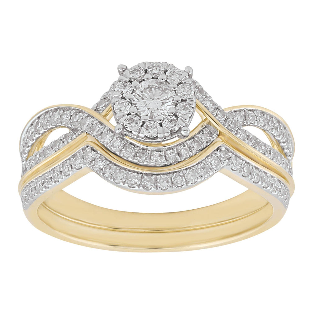 Engagment & Wedding Ring Set with 0.50ct Diamonds in 9K Yellow Gold Ring Boutique Diamond Jewellery   