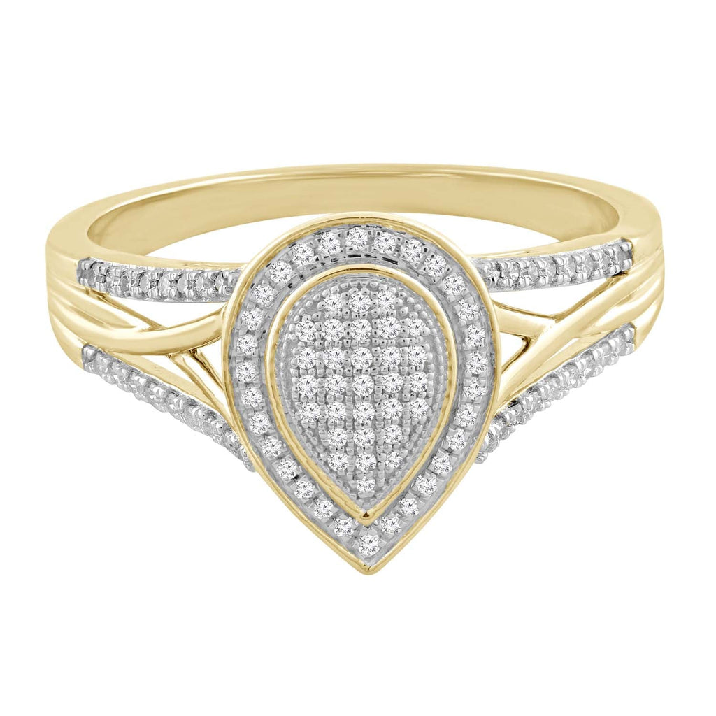 Pear Ring with 0.20ct Diamond in 9K Yellow Gold Ring Boutique Diamond Jewellery   