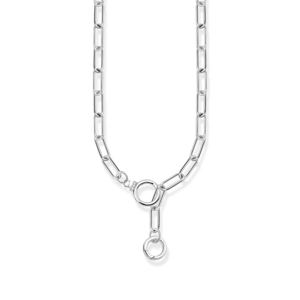 THOMAS SABO Silver Link Necklace with Two Ring Clasps and White Zirconia Necklace Thomas Sabo   