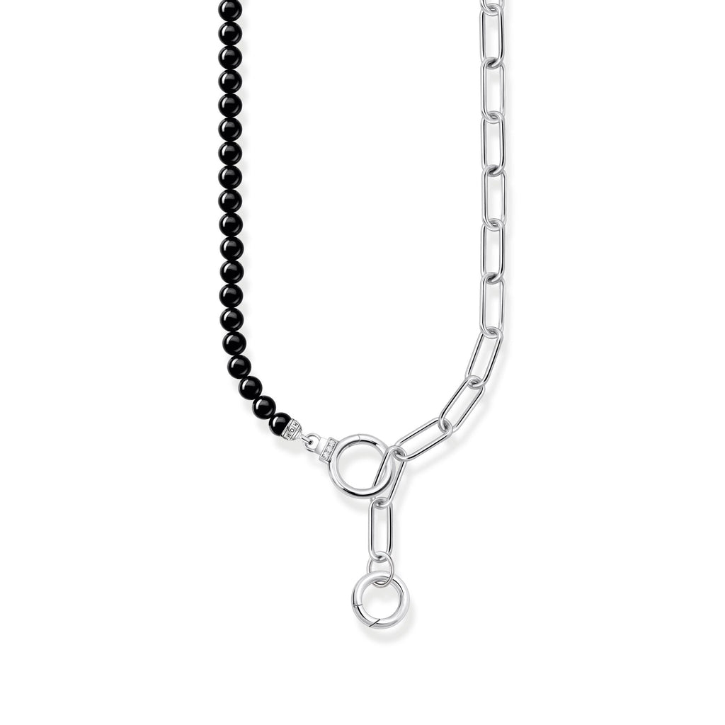 THOMAS SABO Silver Necklace with Onyx Beads, White Zirconia and Ring Clasps Necklace Thomas Sabo   