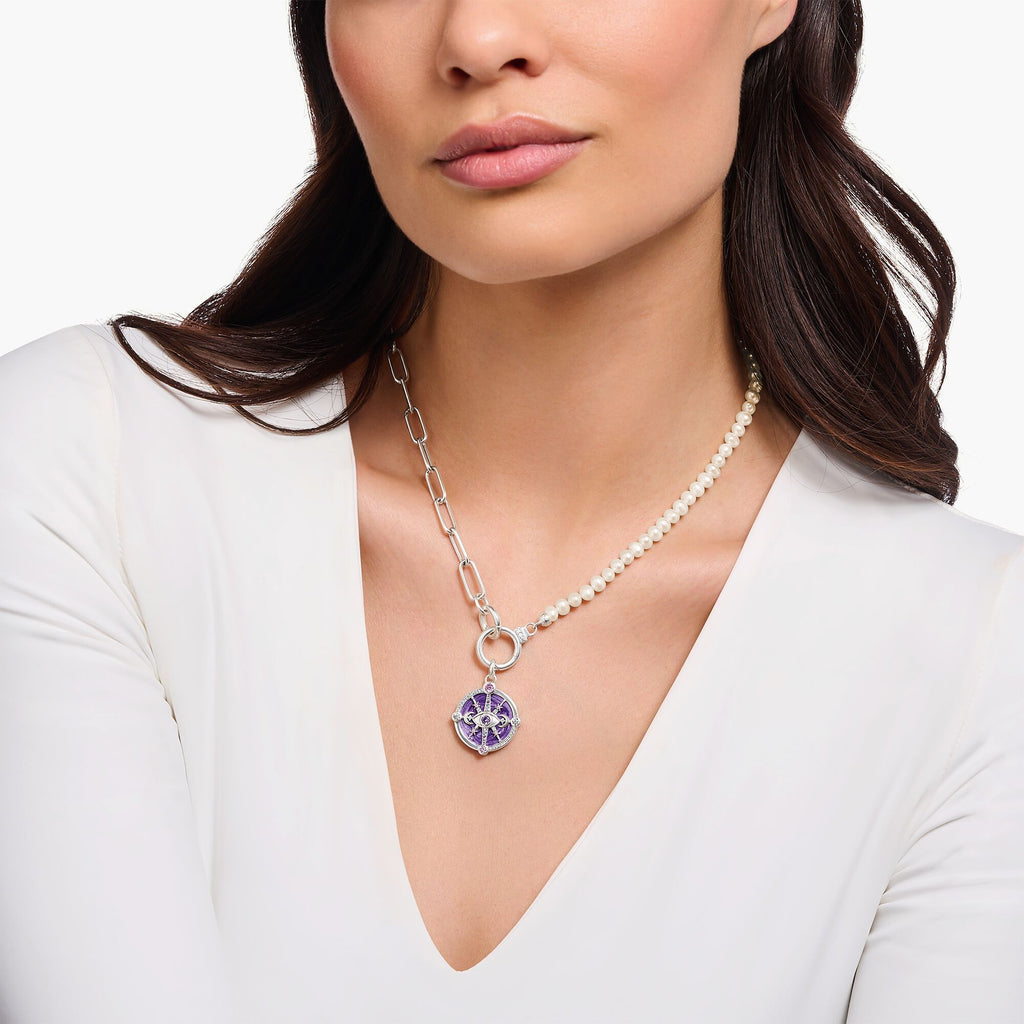 THOMAS SABO Silver Necklace with Freshwater Cultured Pearls and Zirconia Necklace Thomas Sabo   