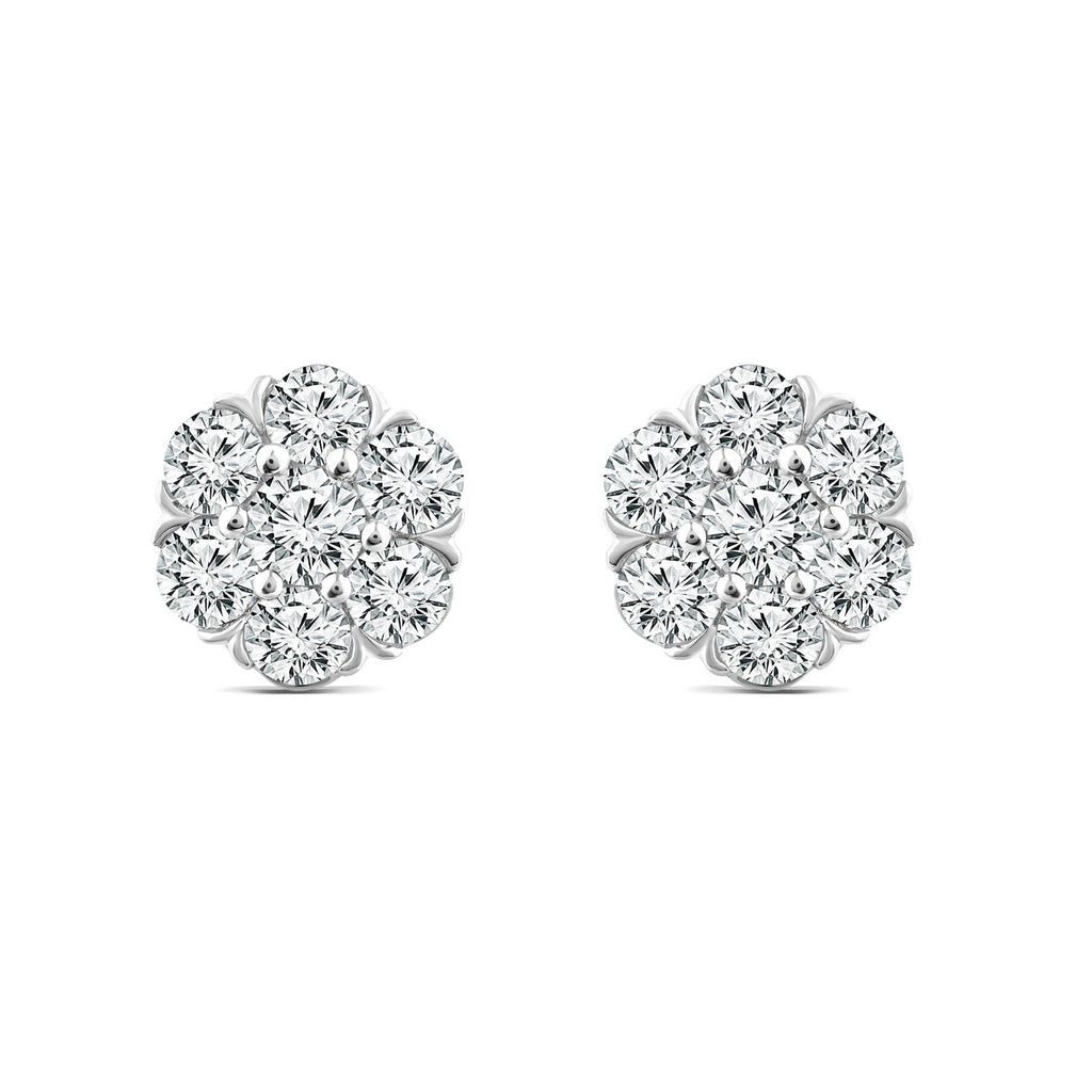 2.00ct Lab Grown Diamond Cluster Stud Earrings in 18K White Gold Earrings Boutique Diamond Jewellery   