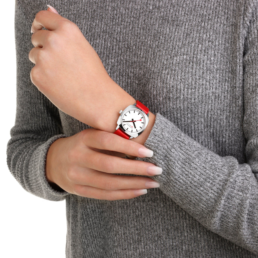 Mondaine Official Swiss Railways Petite Cushion 31mm Vegan Leather Watch Watches Mondaine   