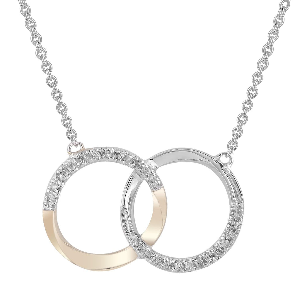 Necklace with 0.10ct Diamonds in 9K Yellow & White Gold Necklace Boutique Diamond Jewellery   