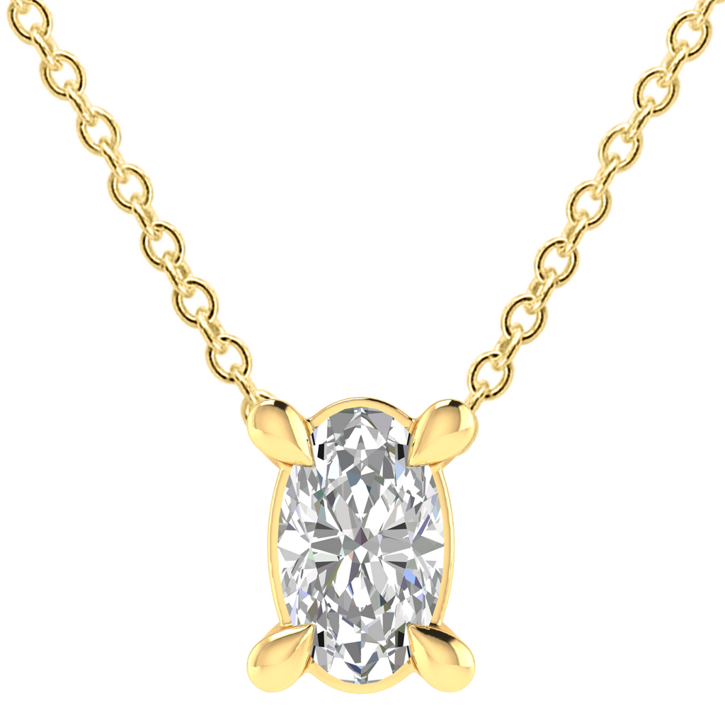 Diamond Oval Necklace with 0.25ct Diamonds in 9K Yellow Gold Necklace Boutique Diamond Jewellery   