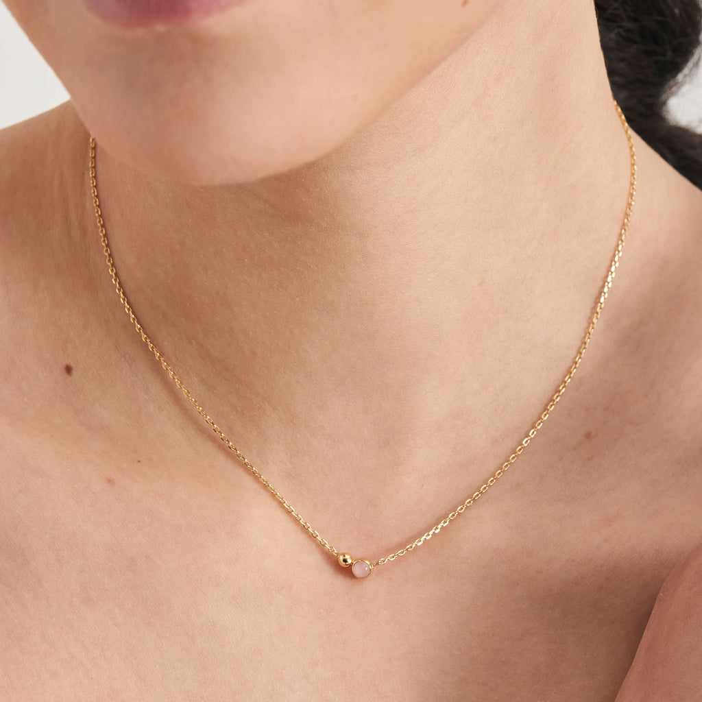 Ania Haie Gold Orb Rose Quartz Pendant Necklace Necklaces Ania Haie   