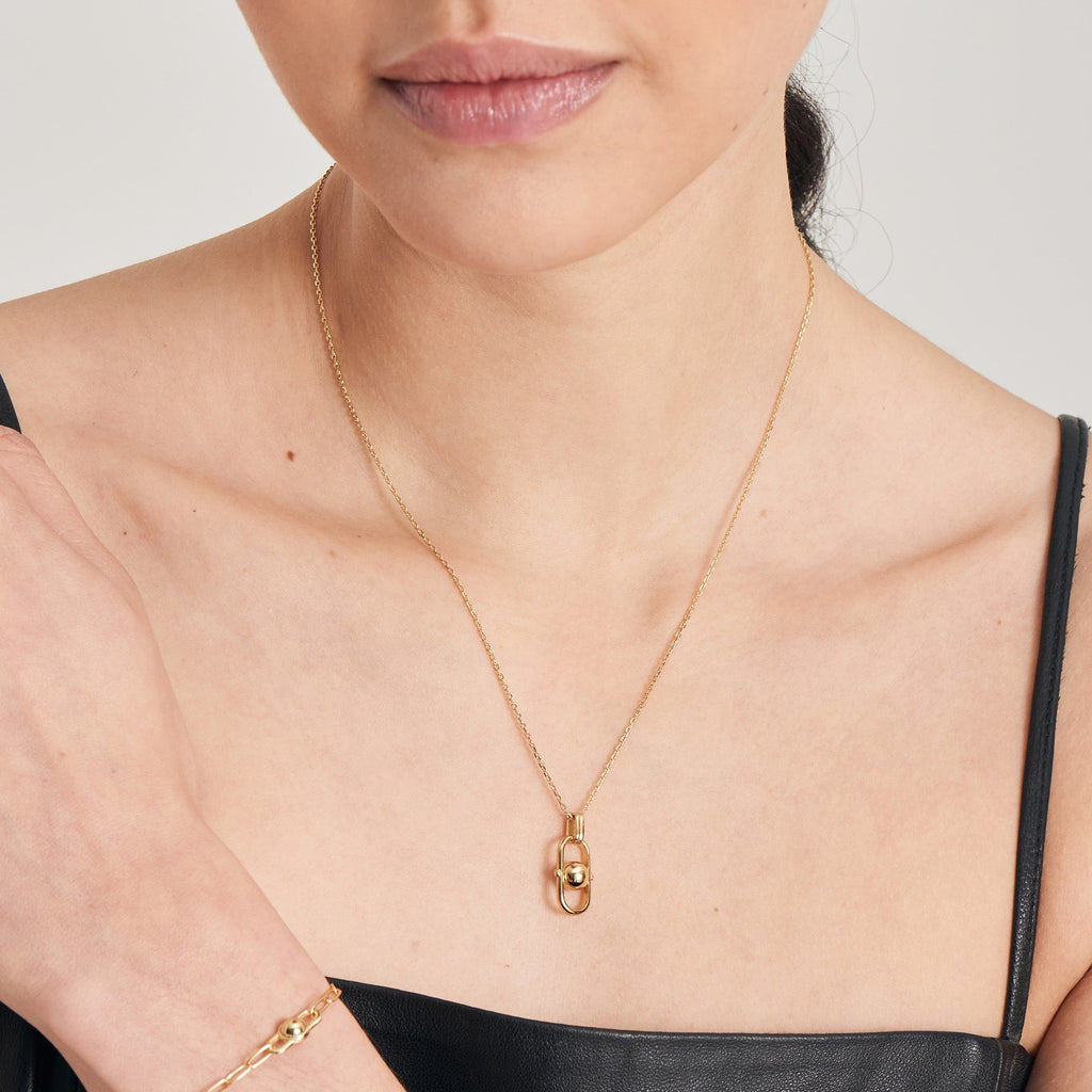 Ania Haie Gold Orb Link Drop Pendant Necklace Necklaces Ania Haie   