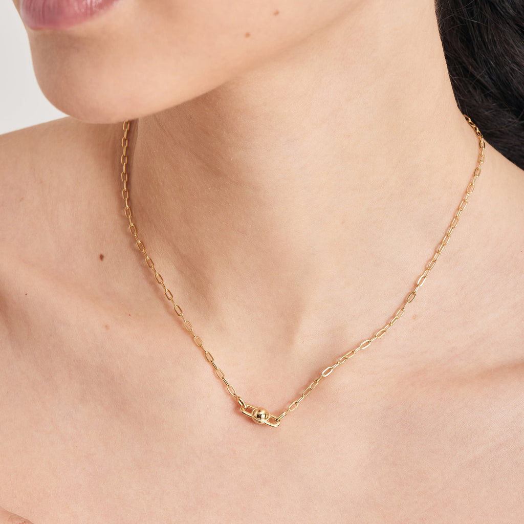 Ania Haie Gold Orb Rose Quartz Link Necklace Necklaces Ania Haie   
