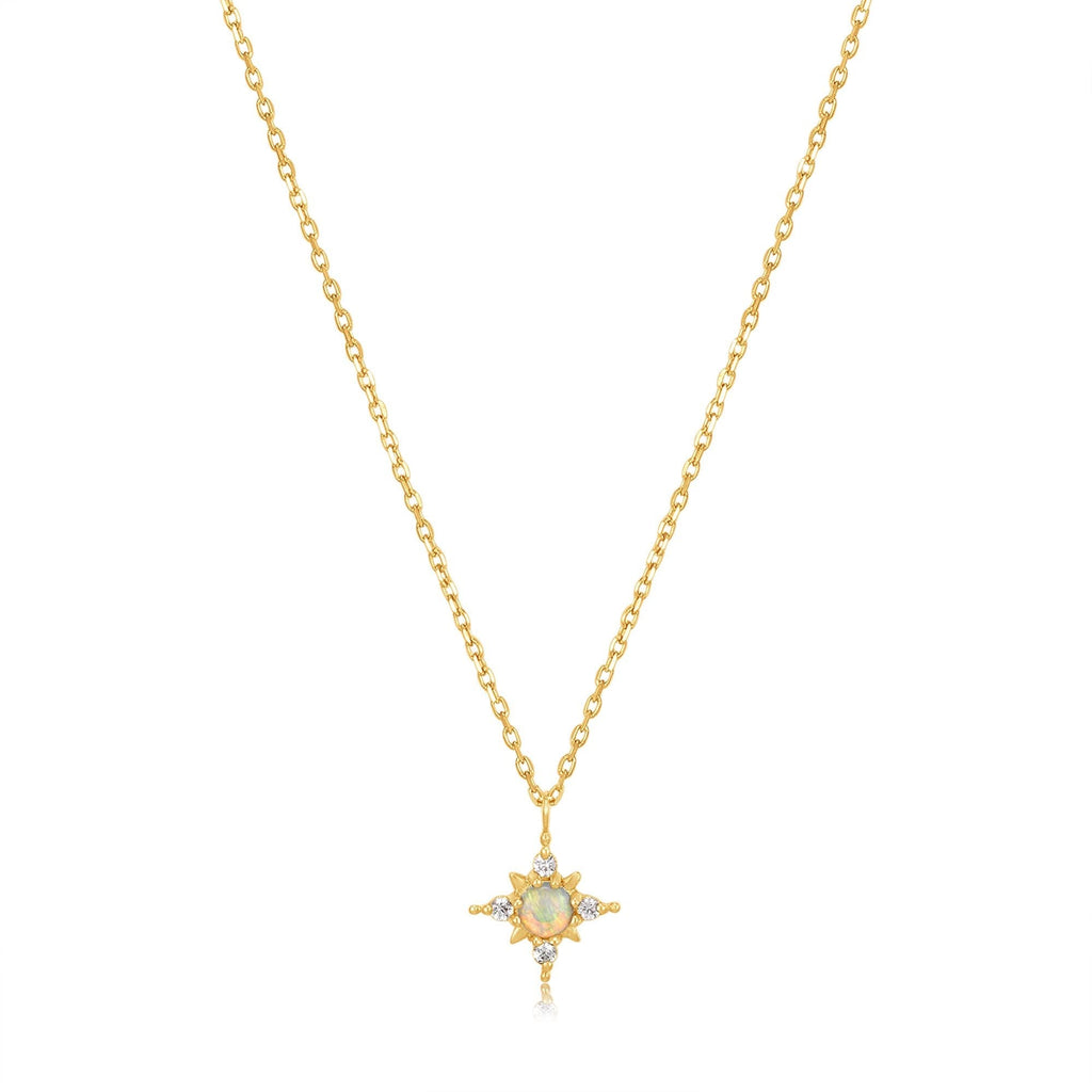 Ania Haie 14kt Gold Opal and White Sapphire Star Necklace Necklace Ania Haie   