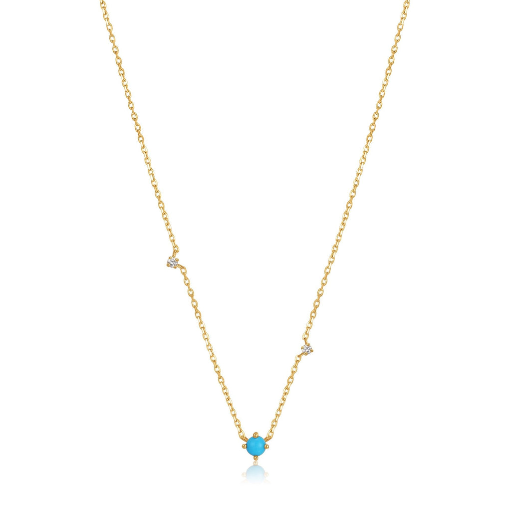 Ania Haie 14kt Gold Turquoise and White Sapphire Necklace Necklace Ania Haie   