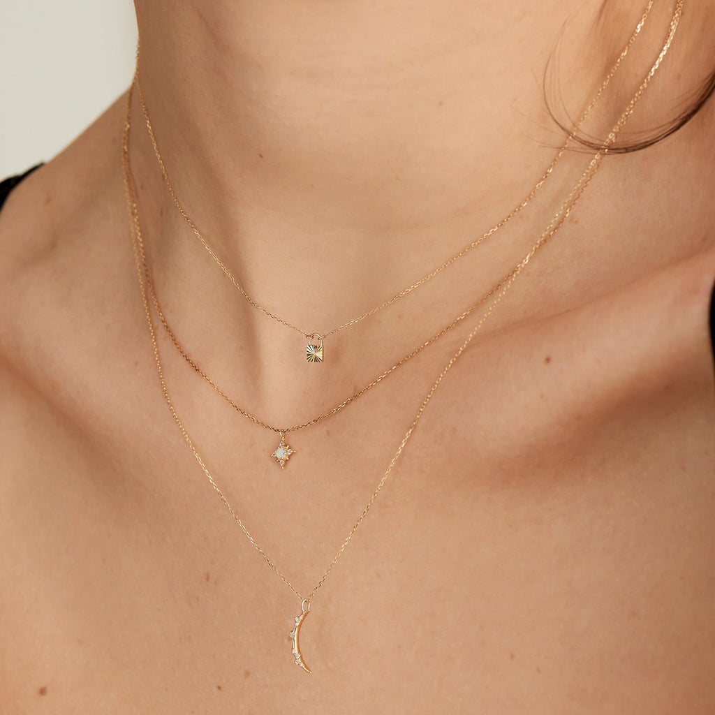 Ania Haie 14kt Gold Stargazer Natural Diamond Moon Necklace Necklaces Ania Haie   