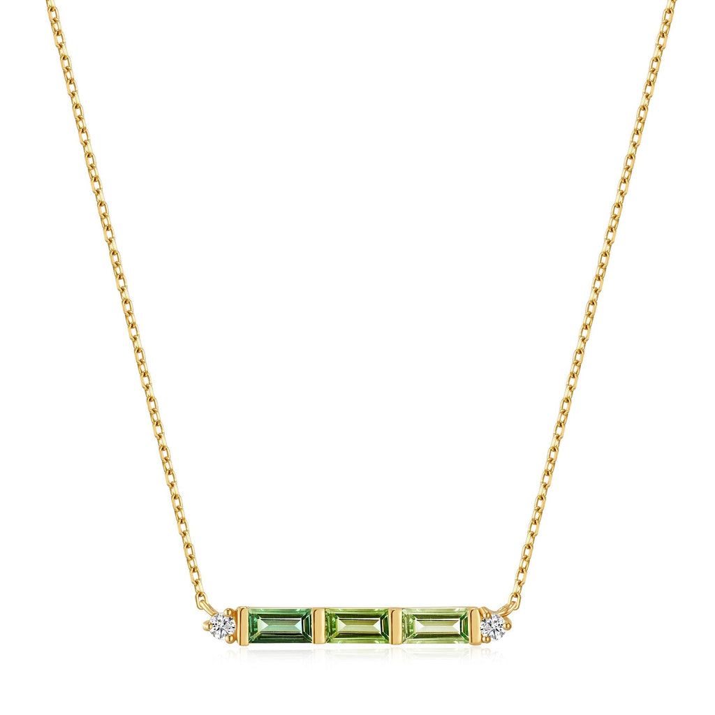 Ania Haie 14kt Gold Tourmaline and White Sapphire Bar Necklace Necklaces Ania Haie   